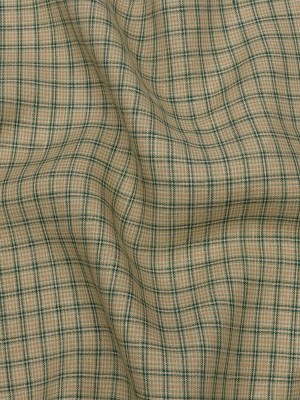 Green and Beige Checked Lightweight Linen Woven Green and Beige Checked Lightweight Linen Woven