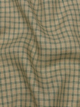 Green and Beige Checked Lightweight Linen Woven Green and Beige Checked Lightweight Linen Woven