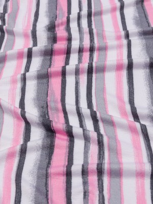 Pink, Gray and White Painterly Stripes Stretch Rayon Jersey Pink, Gray and White Painterly Stripes Stretch Rayon Jersey