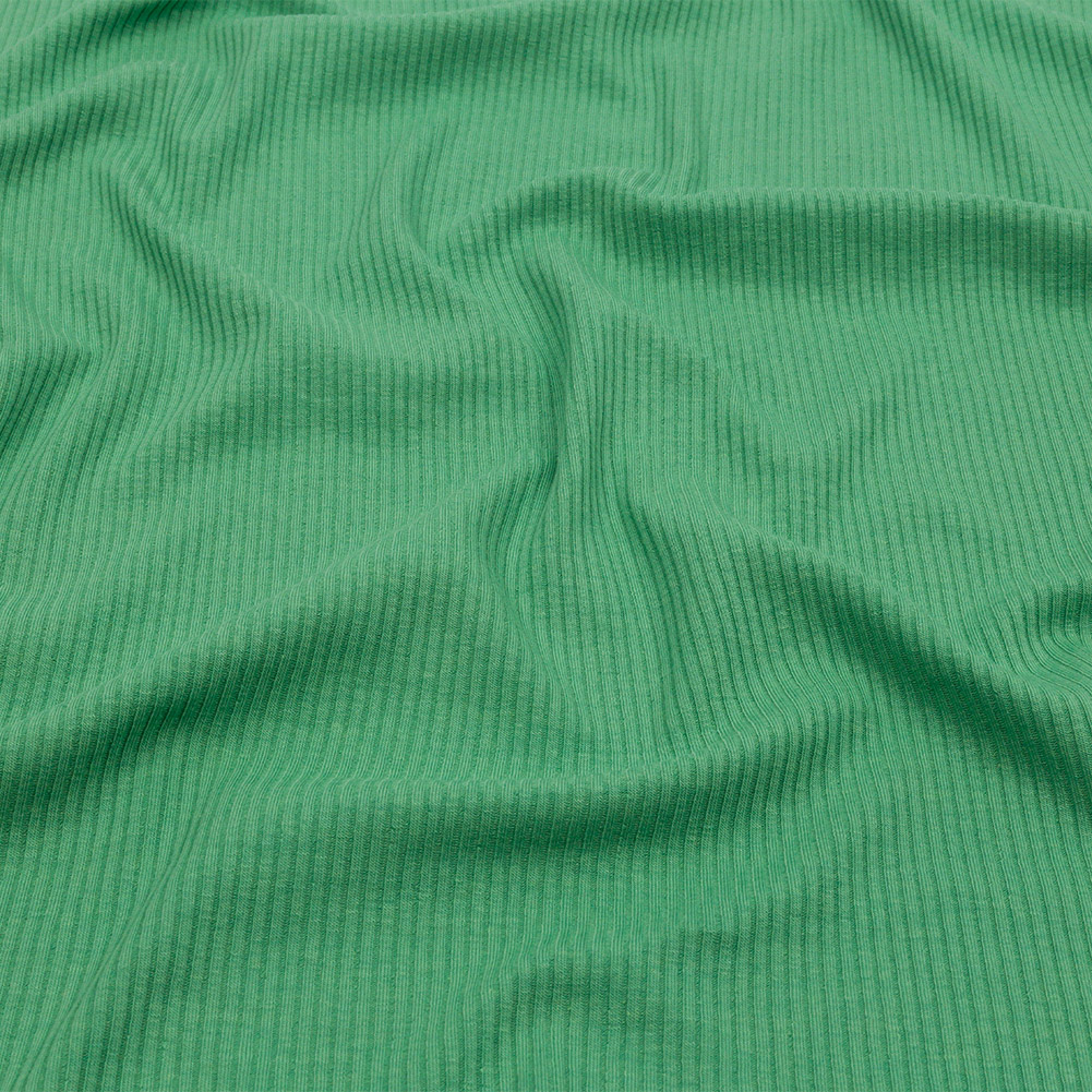 Grass Green Stretch Cotton and Modal 3×3 Rib Knit Grass Green Stretch Cotton and Modal 3×3 Rib Knit