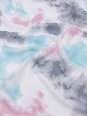 Pink, Gray and Blue Tie Dye Recycled Polyester Interlock Knit Pink, Gray and Blue Tie Dye Recycled Polyester Interlock Knit