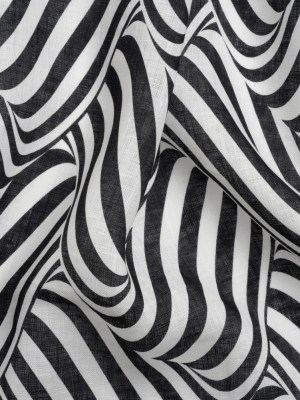 Black and White Swirling Stripes Lightweight Linen Woven Black and White Swirling Stripes Lightweight Linen Woven
