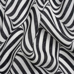 Black and White Swirling Stripes Lightweight Linen Woven Black and White Swirling Stripes Lightweight Linen Woven