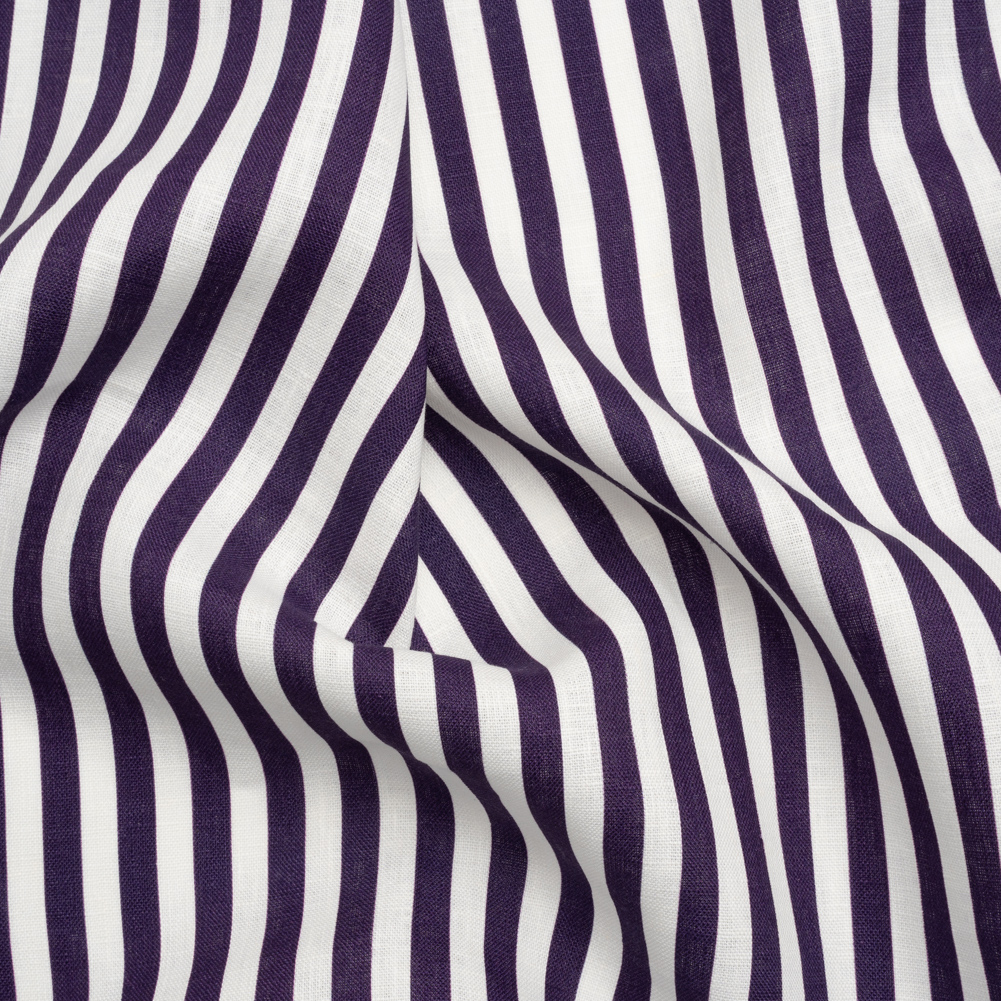 Medium Weight Linen Woven – Eggplant Stripes – Lydia Collection Medium Weight Linen Woven – Eggplant Stripes – Lydia Collection