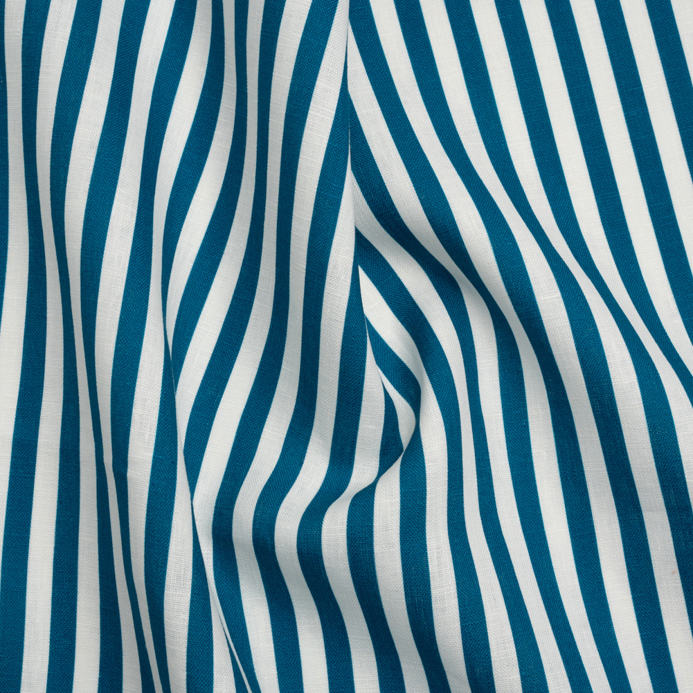Medium Weight Linen Woven – Teal Stripes – Lydia Collection Medium Weight Linen Woven – Teal Stripes – Lydia Collection