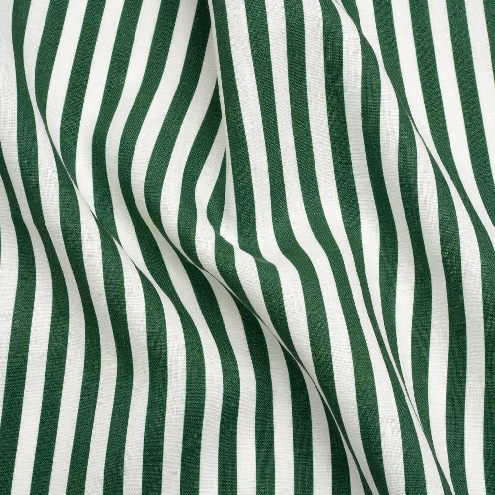 Medium Weight Linen Woven – Hunter Green Stripes – Lydia Collection Medium Weight Linen Woven – Hunter Green Stripes – Lydia Collection