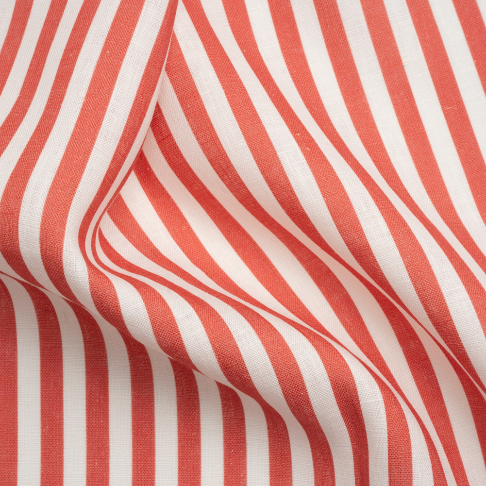 Medium Weight Linen Woven – Coral Stripes – Lydia Collection Medium Weight Linen Woven – Coral Stripes – Lydia Collection