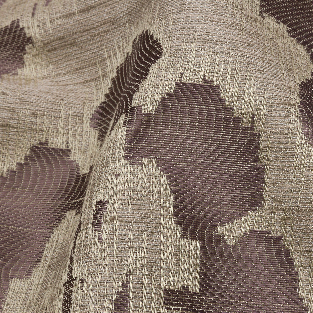 Dusty Lilac and Oatmeal Abstracted Leaves Polyester Jacquard