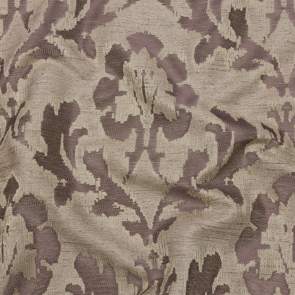 Dusty Lilac and Oatmeal Abstracted Leaves Polyester Jacquard Dusty Lilac and Oatmeal Abstracted Leaves Polyester Jacquard