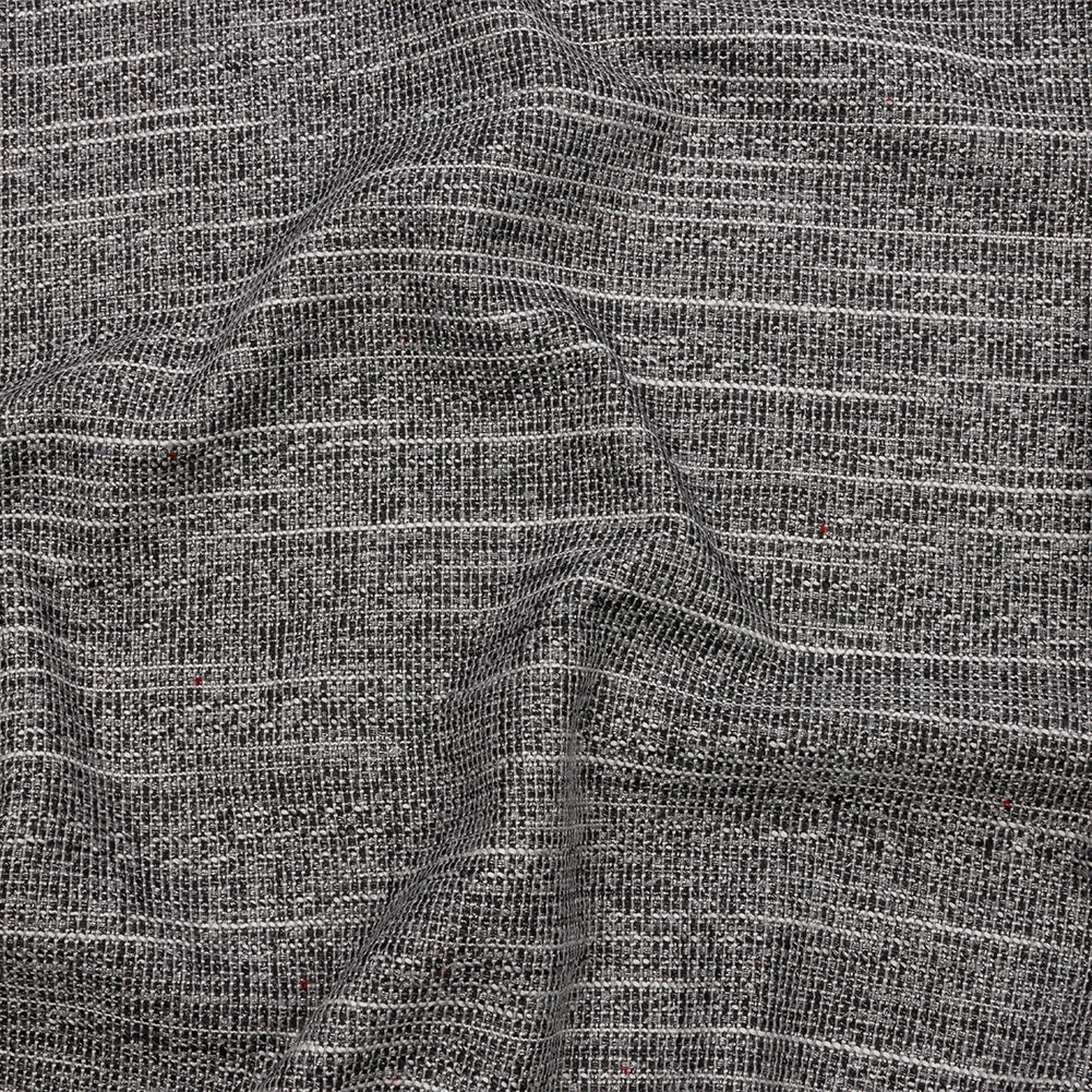 Black, White and Silver Metallic Polyester Tweed Black, White and Silver Metallic Polyester Tweed