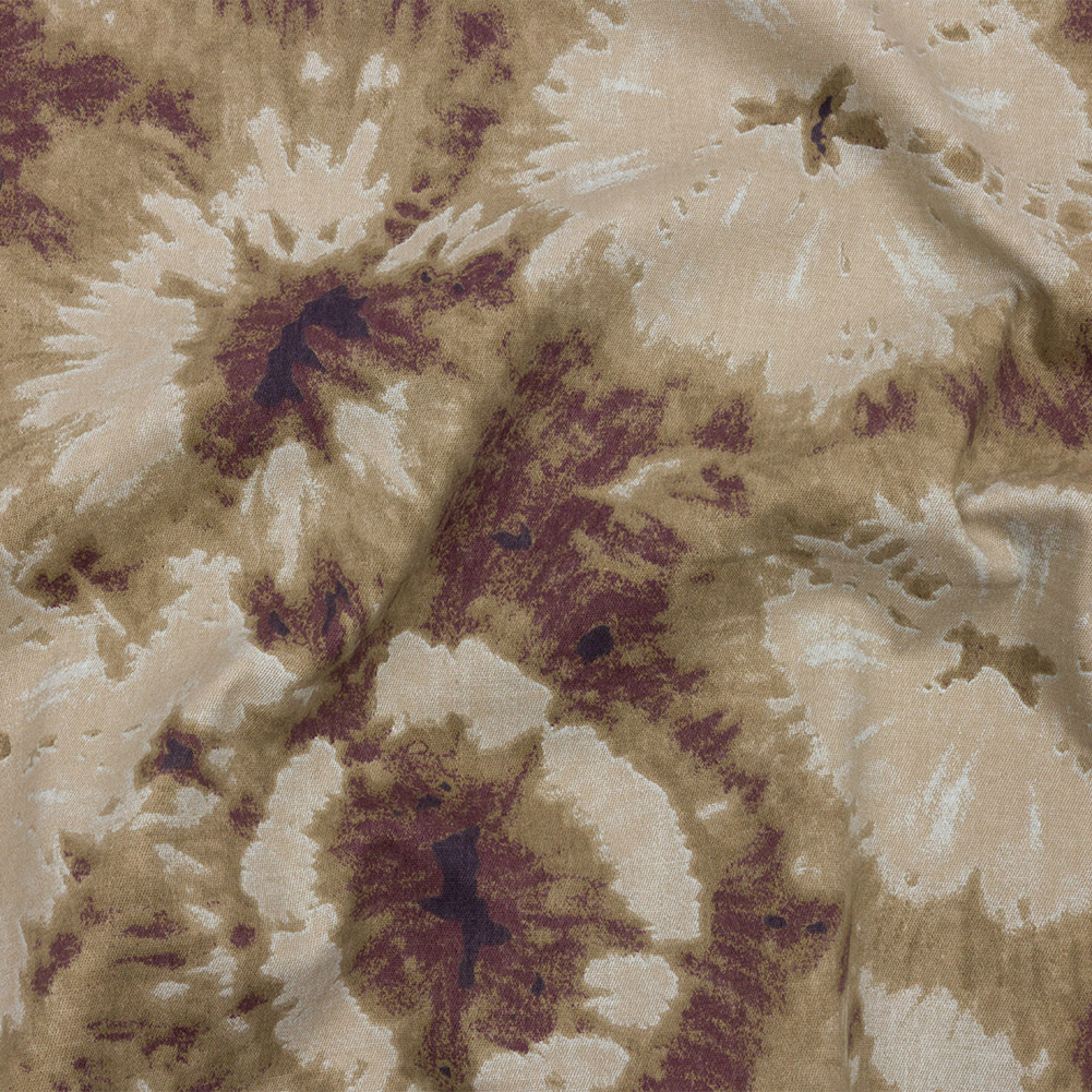 Beige, Taupe and Burgundy Tie Dye Stretch Cotton Canvas Beige, Taupe and Burgundy Tie Dye Stretch Cotton Canvas