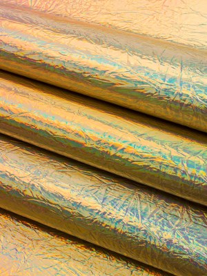 Crinkled Mirror Vinyl with Fabric Backing – Holographic Gold – Ingot Collection Crinkled Mirror Vinyl with Fabric Backing – Holographic Gold – Ingot Collection