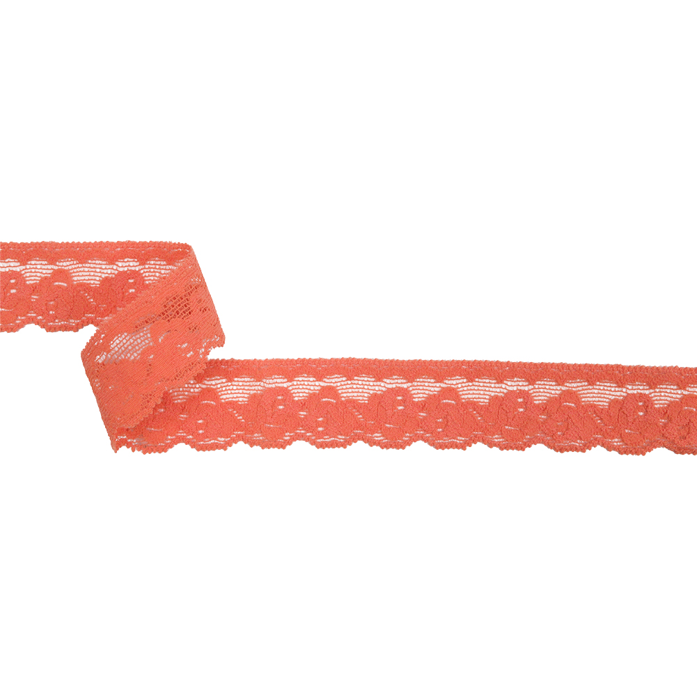 Famous NYC Designer Coral Floral Scallops Stretch Lace Trim – 1″ Famous NYC Designer Coral Floral Scallops Stretch Lace Trim – 1″
