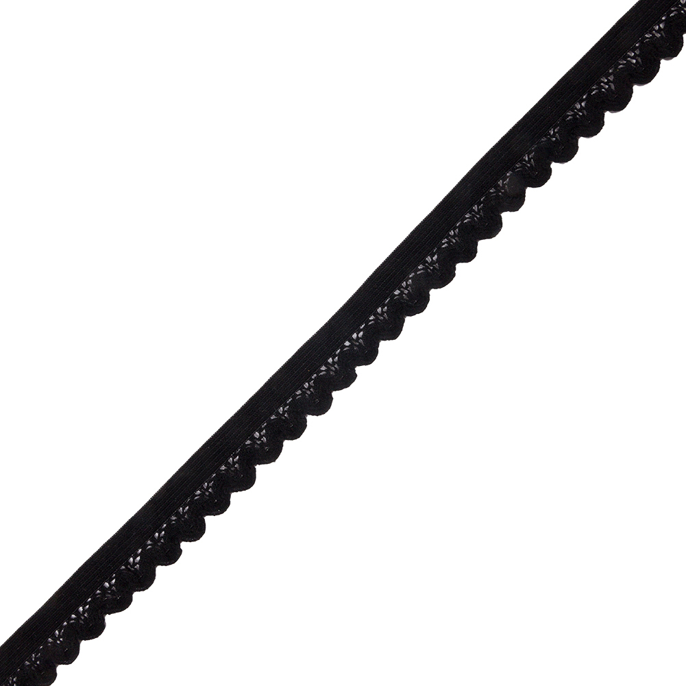 Famous NYC Designer Black Scalloped Elastic Lace Trim – 0.75″ Famous NYC Designer Black Scalloped Elastic Lace Trim – 0.75″