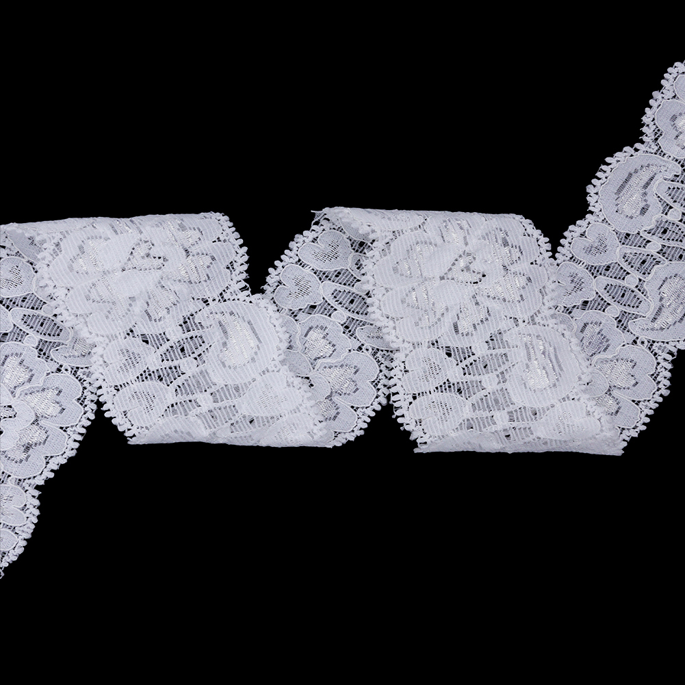 Famous NYC Designer White Floral Scalloped Stretch Corded Lace Trim – 1.625″ Famous NYC Designer White Floral Scalloped Stretch Corded Lace Trim – 1.625″