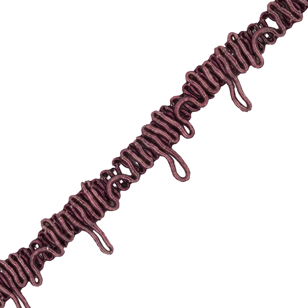 Famous NYC Designer Plum Wine Button Loop Gimp Braided Trim - 0.75"