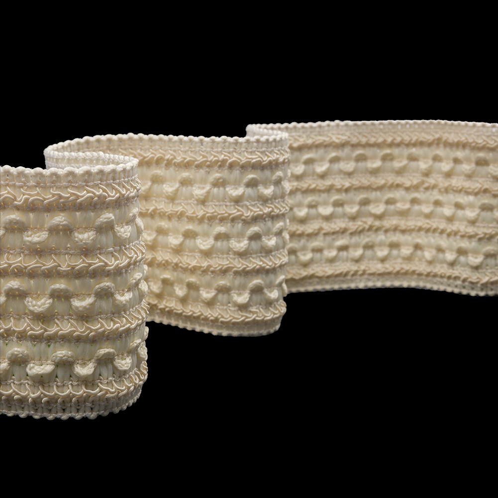 Famous NYC Designer Eggshell Waves Stretch Braided Trim – 2.75″ Famous NYC Designer Eggshell Waves Stretch Braided Trim – 2.75″