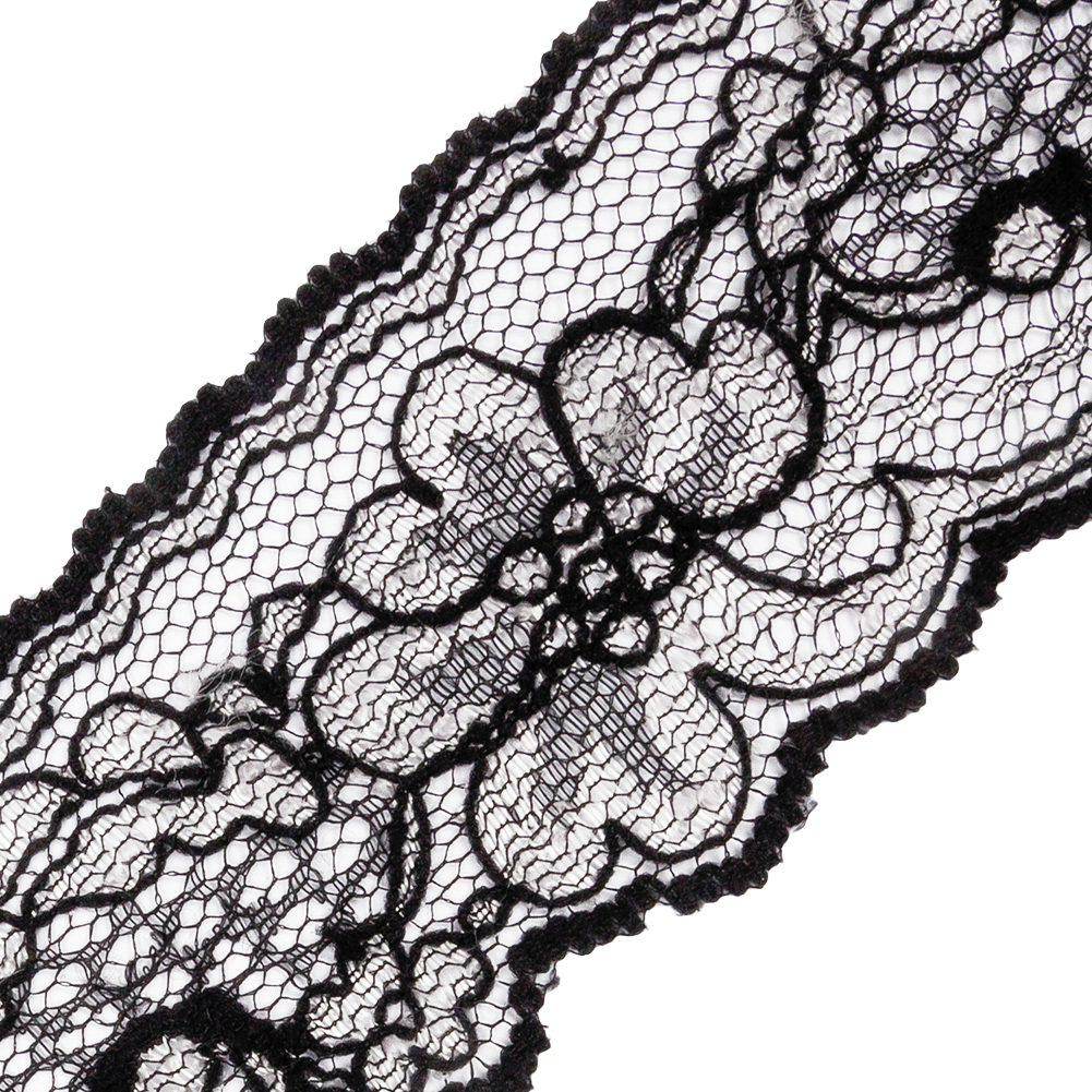 Black and White Floral Re-Embroidered Lace Trim - 1.875"