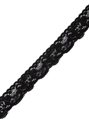 Black Floral Stretch Lace Trim – 1.25″ Black Floral Stretch Lace Trim – 1.25″