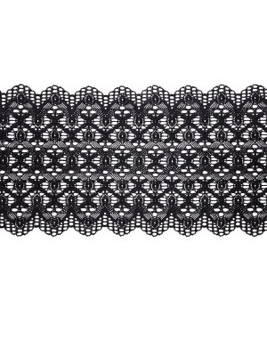 Midnight Crosses and Arches Stretch Lace Trim with Scalloped Edges – 6.5″ Midnight Crosses and Arches Stretch Lace Trim with Scalloped Edges – 6.5″