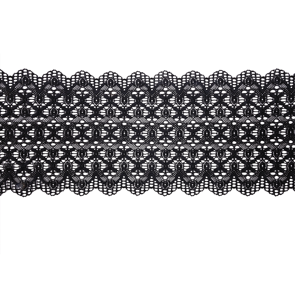 Midnight Crosses and Arches Stretch Lace Trim with Scalloped Edges – 6.5″ Midnight Crosses and Arches Stretch Lace Trim with Scalloped Edges – 6.5″