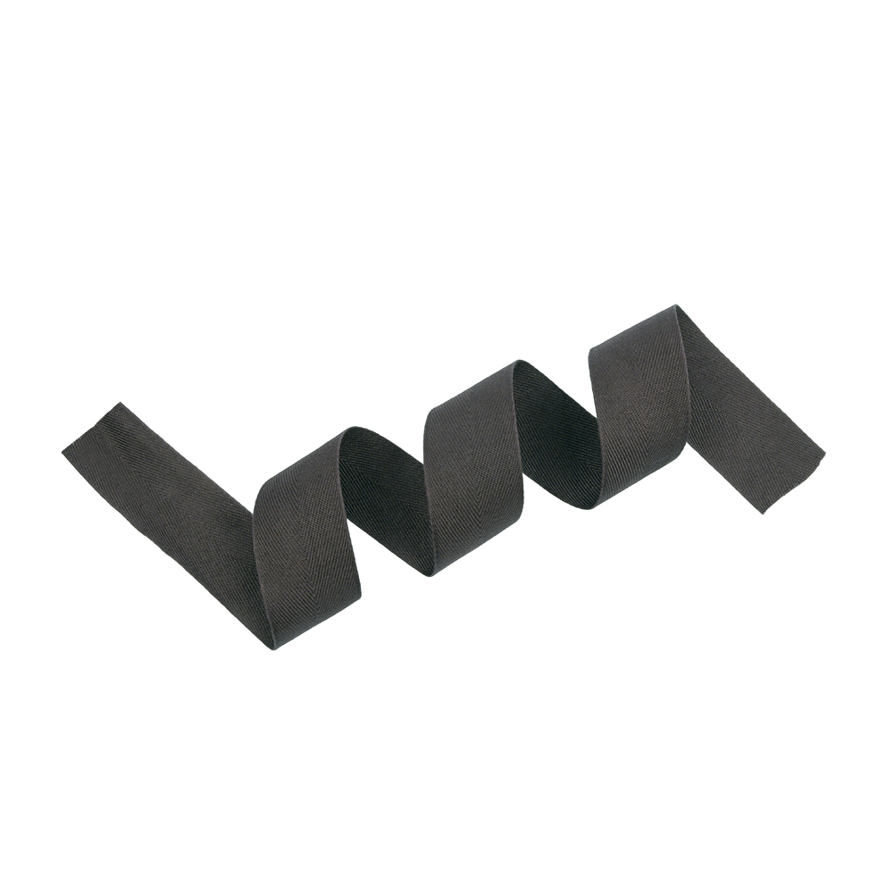 Tilly Shadow Gray Herringbone Cotton Twill Tape - 25mm