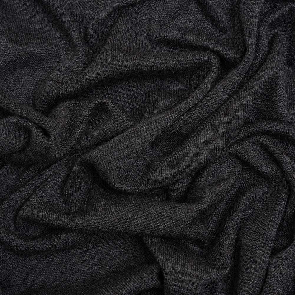 Cotton and Modal 1×1 Rib Knit – Heathered Dark Gray Cotton and Modal 1×1 Rib Knit – Heathered Dark Gray