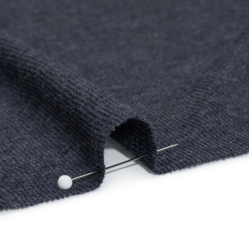 Cotton and Modal 1×1 Rib Knit – Heathered Navy Blue Cotton and Modal 1×1 Rib Knit – Heathered Navy Blue