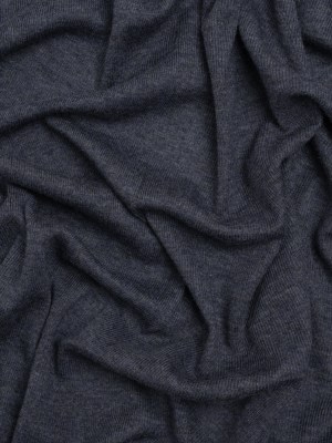 Cotton and Modal 1×1 Rib Knit – Heathered Navy Blue Cotton and Modal 1×1 Rib Knit – Heathered Navy Blue