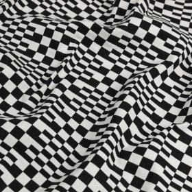 Trina Turk Black and White Geometric Stretch Cotton Double Cloth Trina Turk Black and White Geometric Stretch Cotton Double Cloth