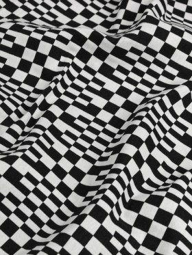 Trina Turk Black and White Geometric Stretch Cotton Double Cloth Trina Turk Black and White Geometric Stretch Cotton Double Cloth