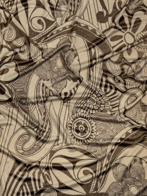 Black and Ivory Retro Floral SIlk Jersey with Gold Foil Black and Ivory Retro Floral SIlk Jersey with Gold Foil