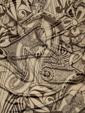 Black and Ivory Retro Floral SIlk Jersey with Gold Foil Black and Ivory Retro Floral SIlk Jersey with Gold Foil