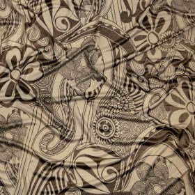 Black and Ivory Retro Floral SIlk Jersey with Gold Foil Black and Ivory Retro Floral SIlk Jersey with Gold Foil