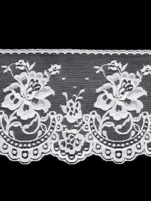 White Scalloped Edge Floral Lace Trim – 7″ White Scalloped Edge Floral Lace Trim – 7″