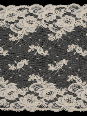 Dark Ivory Floral Corded Lace Trim with Scalloped Edges – 10″ Dark Ivory Floral Corded Lace Trim with Scalloped Edges – 10″