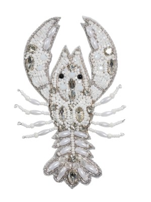 White and Silver Lobster Rhinestone and Glass Beaded Applique – 4.25″ x 2.75″ White and Silver Lobster Rhinestone and Glass Beaded Applique – 4.25″ x 2.75″