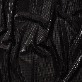 Stretch Polyester Velour with Crystal Foiled Polka Dots – Black Stretch Polyester Velour with Crystal Foiled Polka Dots – Black