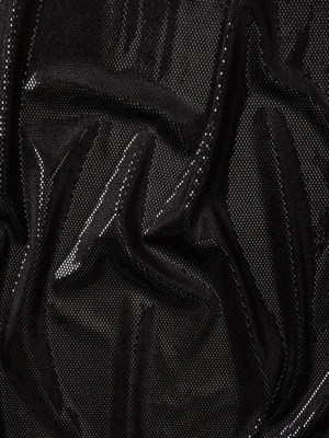 Stretch Polyester Velour with Crystal Foiled Polka Dots – Black Stretch Polyester Velour with Crystal Foiled Polka Dots – Black