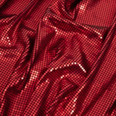 Squares Foiled Stretch Polyester Knit – Red and Metallic Black – Heidi Collection Squares Foiled Stretch Polyester Knit – Red and Metallic Black – Heidi Collection