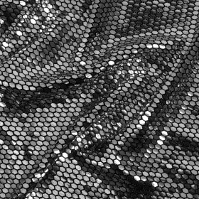 Black and Silver Hexagons Foiled Stretch Nylon Knit Black and Silver Hexagons Foiled Stretch Nylon Knit