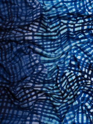 Stretch Rayon Jersey – Navy and Aqua Blue Ombre Plaid Stretch Rayon Jersey – Navy and Aqua Blue Ombre Plaid