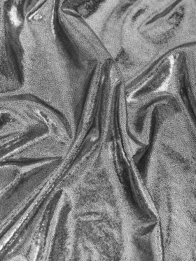 Silver Tiny Dots Foiled Stretch Polyester Jersey Silver Tiny Dots Foiled Stretch Polyester Jersey