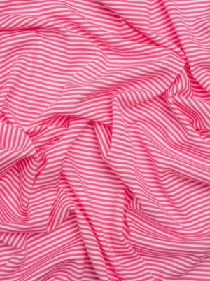 Cotton and Viscose Jersey – Pink and White Candy Stripes Cotton and Viscose Jersey – Pink and White Candy Stripes