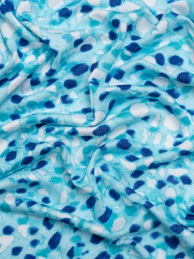 Stretch Rayon Jersey – Aqua and Cobalt Blue Spotted Stretch Rayon Jersey – Aqua and Cobalt Blue Spotted