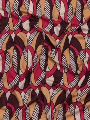 Peach, Eggplant and Magenta Retro Ovals Silk Jersey Peach, Eggplant and Magenta Retro Ovals Silk Jersey