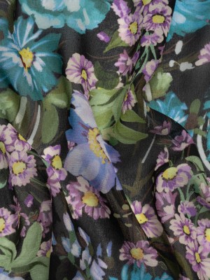 Mood Exclusive Black Rhapsody in Bloom Viscose Georgette Mood Exclusive Black Rhapsody in Bloom Viscose Georgette