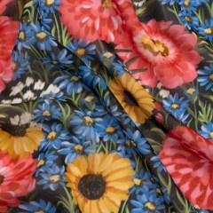 Mood Exclusive Black Floral Trove Viscose Georgette Mood Exclusive Black Floral Trove Viscose Georgette