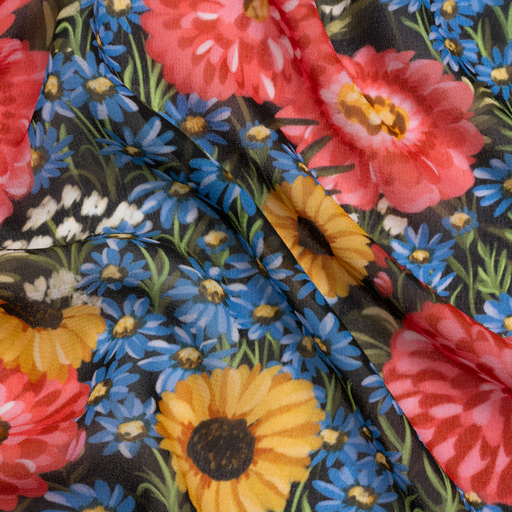 Mood Exclusive Black Floral Trove Viscose Georgette Mood Exclusive Black Floral Trove Viscose Georgette