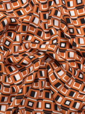 Mood Exclusive Orange Checkerboard Cadence Drapey Viscose Woven Mood Exclusive Orange Checkerboard Cadence Drapey Viscose Woven